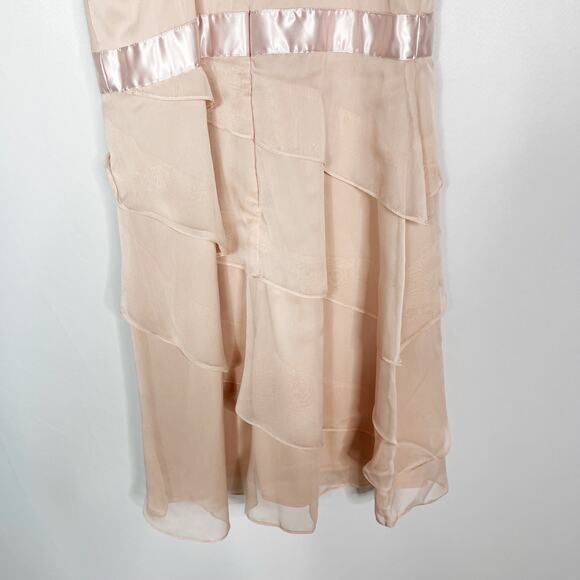 Adrianna Papell US Size 10 Light Pink One Shoulder Tiered Ruffle Cocktail Dress - Picture 7 of 12